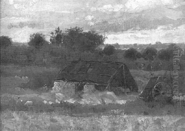 Landscape With Farmhouse And Picker Oil Painting by George Henry Clements