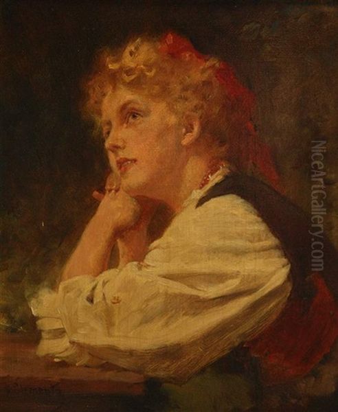 Blonde Junge Frau In Tracht Oil Painting by Hermann Clementz