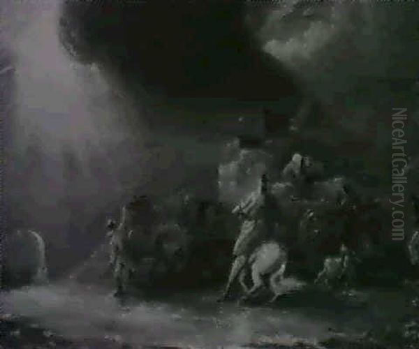 Stormy Landscape With Figures And A Horse Drawn Waggon. Oil Painting by Luke Clennell