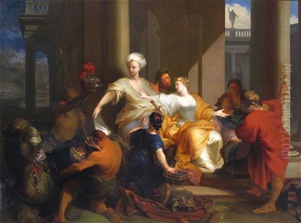 Achilles Discovered Among The Daughters Of Lycomedes Oil Painting by Jacques Sebastien Le Clerc