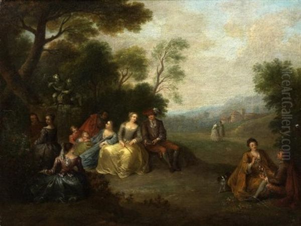 Scene Galante Dans Un Parc Oil Painting by Jacques Sebastien Le Clerc