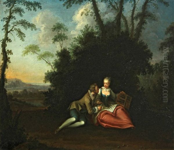 La Gage D'amour (the Love Token) Oil Painting by Jacques Sebastien Le Clerc