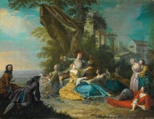 Scene Galante Oil Painting by Jacques Sebastien Le Clerc