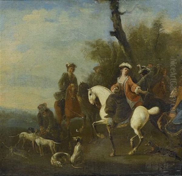 Jagdszenen (pair) Oil Painting by Jacques Sebastien Le Clerc