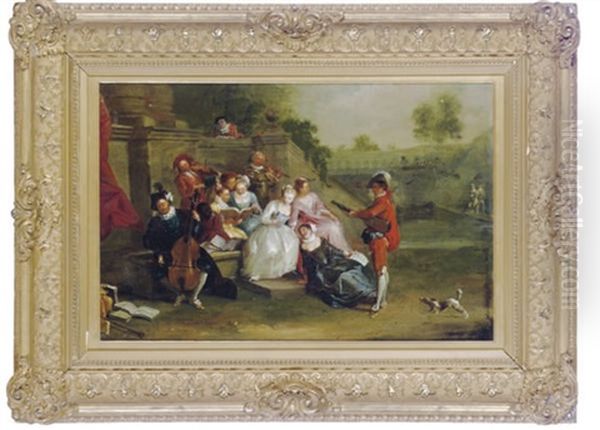 A Concert In A Garden Oil Painting by Jacques Sebastien Le Clerc