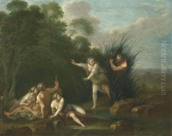 Apollon Et Daphne (+ Pan Et Syrinx; Pair) Oil Painting by Jacques Sebastien Le Clerc