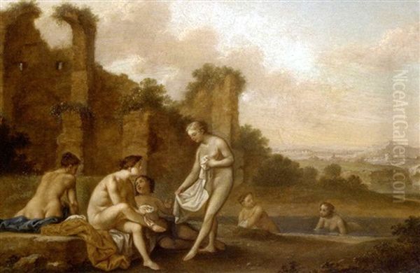 Nymphes Au Bain Oil Painting by Jacques Sebastien Le Clerc