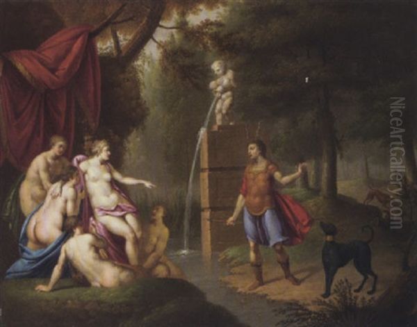 Diana And Actaeon Oil Painting by Jacques Sebastien Le Clerc