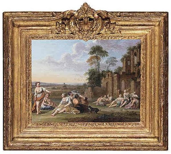 Landscape With Bathing Nymphs Oil Painting by Jacques Sebastien Le Clerc