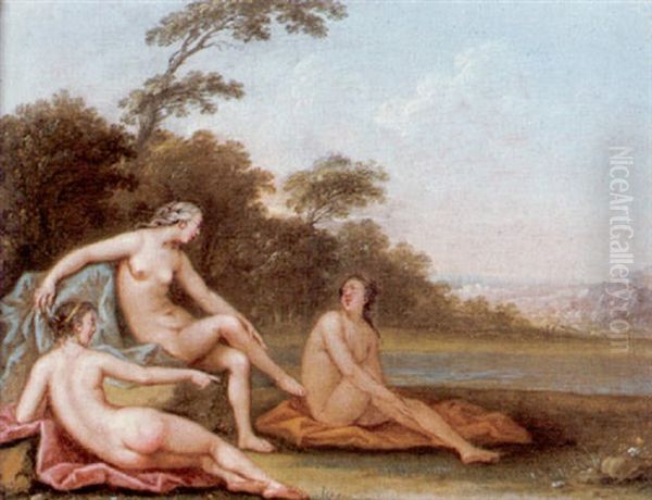 Nymphs Bathing Oil Painting by Jacques Sebastien Le Clerc