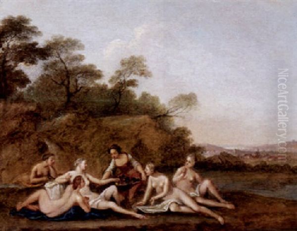 Baigneuses Oil Painting by Jacques Sebastien Le Clerc