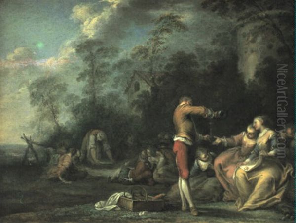 Fete Galante Oil Painting by Jacques Sebastien Le Clerc