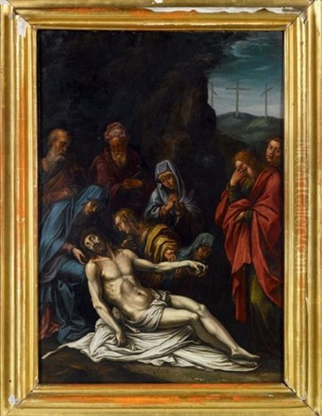 La Deploration Du Christ Mort Oil Painting by Hendrick De Clerck