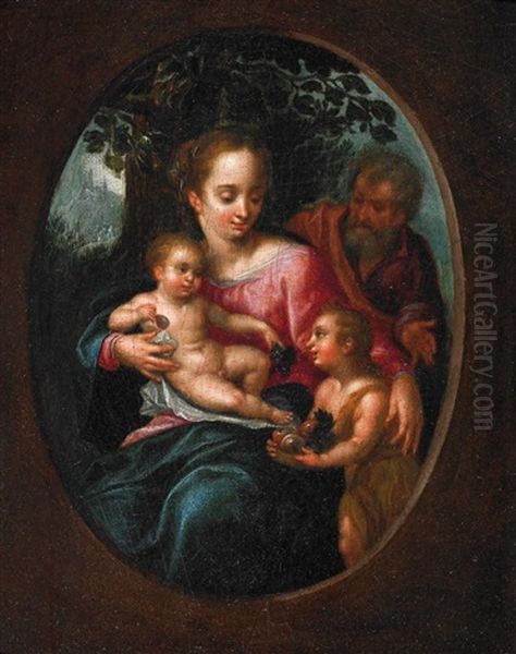 Heilige Familie Mit Dem Johannesknaben Oil Painting by Hendrick De Clerck