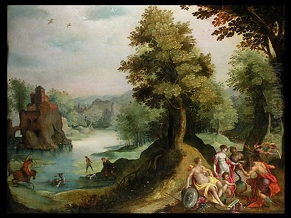 Das Urteil Des Paris (collab. W/ Gillis Von Coninxloo Iii) Oil Painting by Hendrick De Clerck