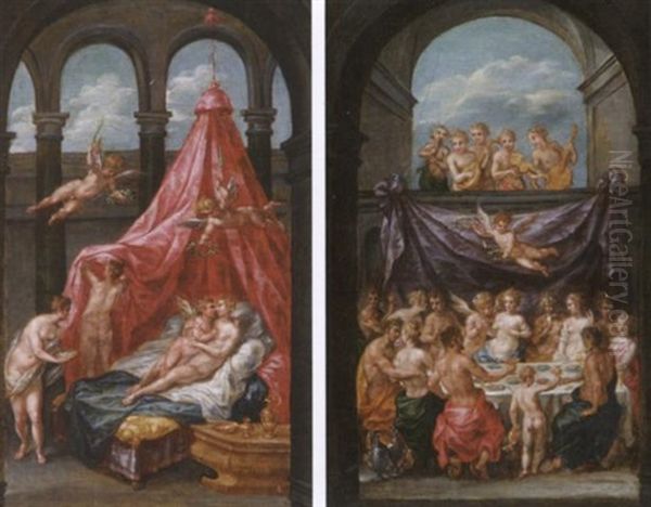 Szenen Aus Dem Leben Der Psyche: Die Vereinigung Der Liebenden Oil Painting by Hendrick De Clerck