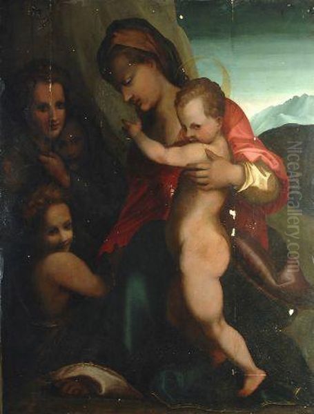 La Vergine Con Il Bambino E San Giovannino Oil Painting by Andrea Del Sarto