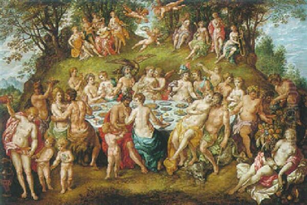 Feast Of The Gods Oil Painting by Hendrick De Clerck