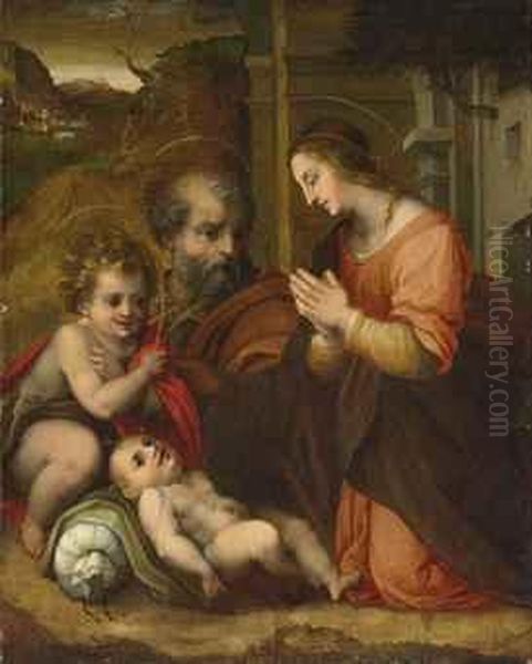 The Holy Family With The Young Saint John The Baptist Oil Painting by Andrea Del Sarto