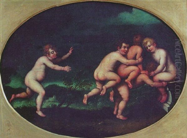 Frolicking Putti Oil Painting by Hendrick De Clerck