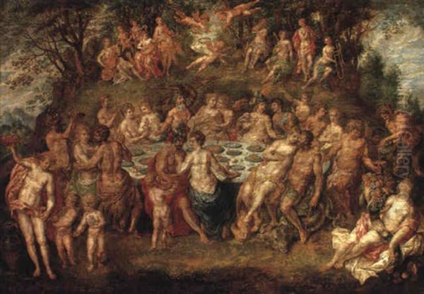 The Banquet Of The Gods Oil Painting by Hendrick De Clerck