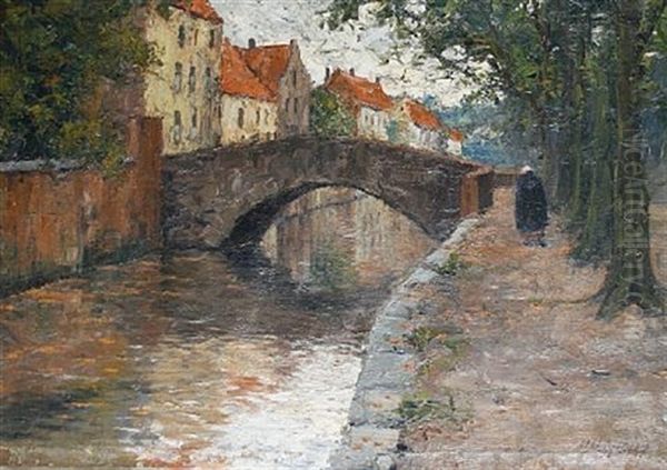 The Groene Rei Canal, Brugge Oil Painting by Alfons de Clercq