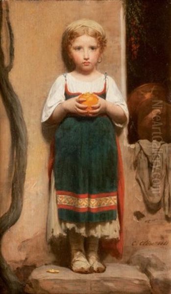 Jeune Fille A L'orange Oil Painting by Jacques Francois Camille Clere