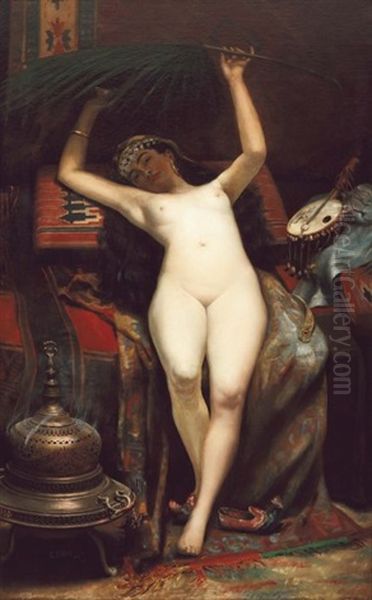 Odalisque Devant Le Brule-parfum Oil Painting by Jacques Francois Camille Clere