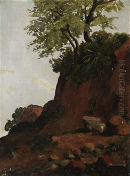 Landschaftsstudie Bei Tivoli Oil Painting by Noel-Thomas-Joseph Clerian