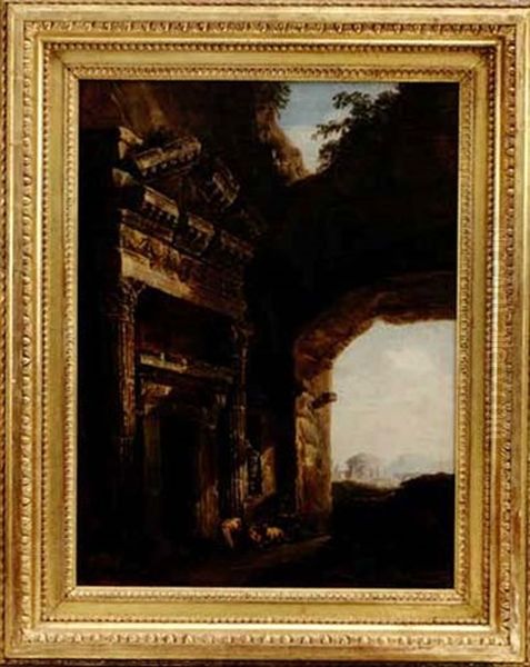 Paesaggio Con Rovine Oil Painting by Charles-Louis Clerisseau