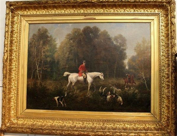 Scene De Chasse A Courre Oil Painting by Auguste-Henri-Louis De Clermont