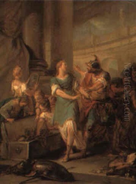 Achille Et Les Filles De Lycomede Oil Painting by Jean Francois Clermont