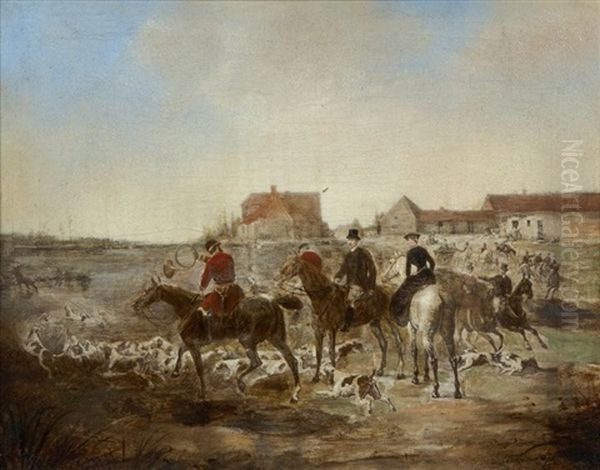 La Chasse A Courre Oil Painting by Adhemar Louis de (Vicomte) Clermont-Gallerande