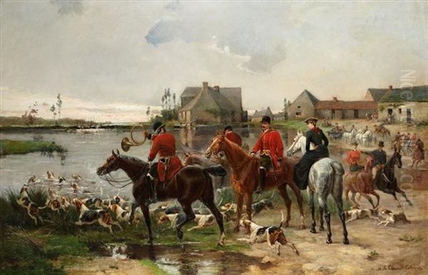 La Chasse A Courre Oil Painting by Adhemar Louis de (Vicomte) Clermont-Gallerande