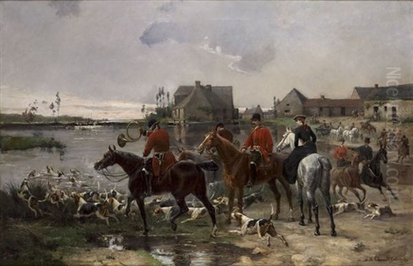 La Chasse A Courre Oil Painting by Adhemar Louis de (Vicomte) Clermont-Gallerande