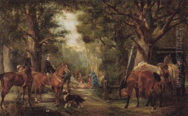 Picknick Im Wald Oil Painting by Adhemar Louis de (Vicomte) Clermont-Gallerande