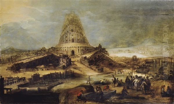 La Tour De Babel Oil Painting by Hendrick van Cleve III