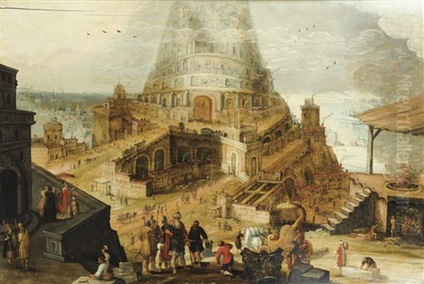 La Tour De Babel Oil Painting by Hendrick van Cleve III