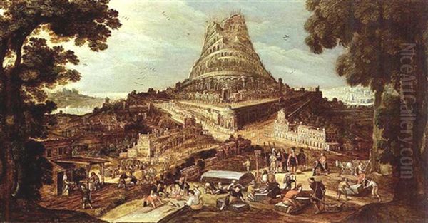 The Building Of The Tower Of Babel Oil Painting by Hendrick van Cleve III