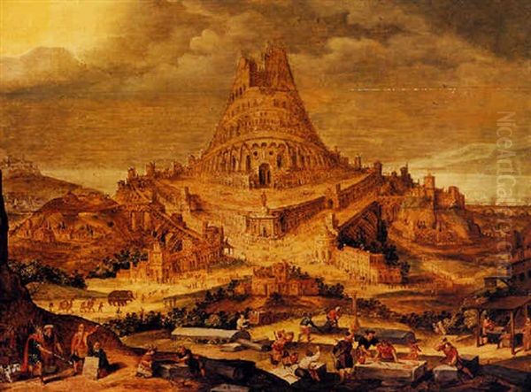 The Building Of The Tower Of Babel Oil Painting by Hendrick van Cleve III