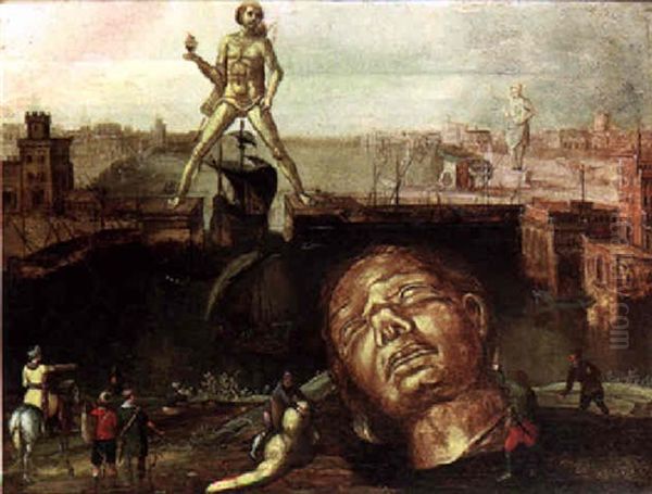 The Colossus Of Rhodes Oil Painting by Hendrick van Cleve III