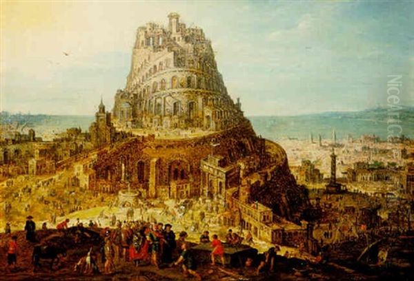 The Building Of The Tower Of Babel Oil Painting by Hendrick van Cleve III