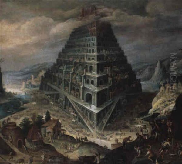 La Tour De Babel Oil Painting by Hendrick van Cleve III