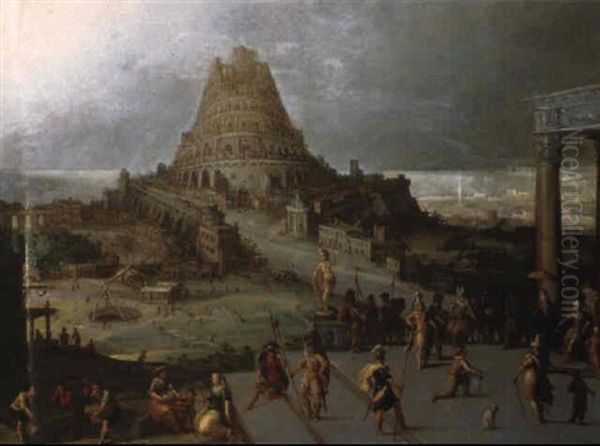 Nimrod Ordonnant La Construction De La Tour De Babel by Hendrick van Cleve III