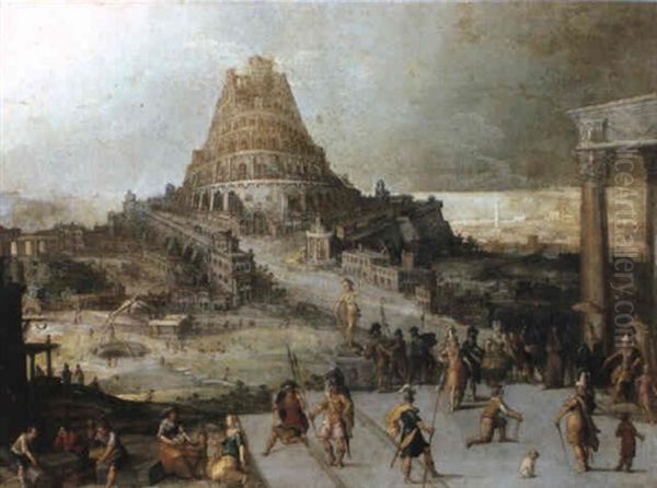 Nimrod Ordering The Construction Of The Tower Of Babel Oil Painting by Hendrick van Cleve III