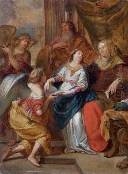 L'education De La Vierge Oil Painting by Jan Van Cleve III