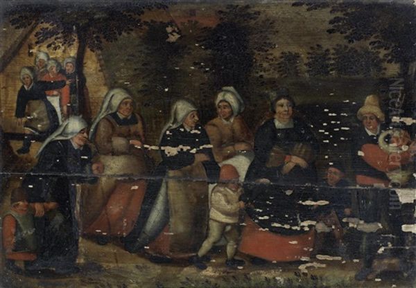 The Procession Of The Bride Oil Painting by Marten van Cleve the Elder