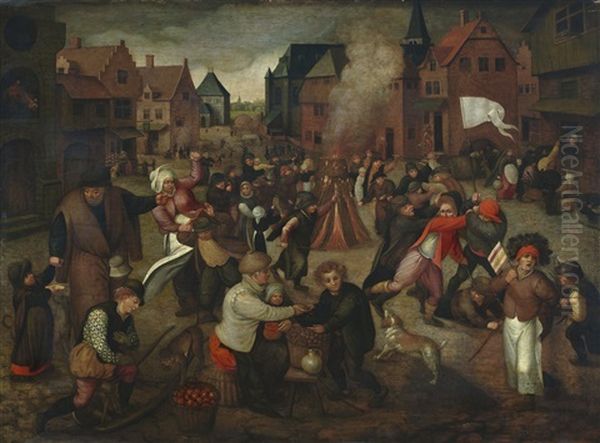 The Feast Of Saint Martin Oil Painting by Marten van Cleve the Elder