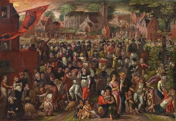 Kirmes Von St. Bavo Oil Painting by Marten van Cleve the Elder