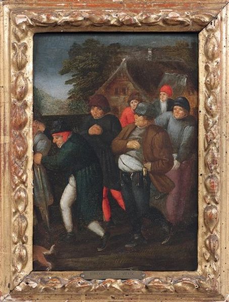 Assemblee De Paysans Oil Painting by Marten van Cleve the Elder